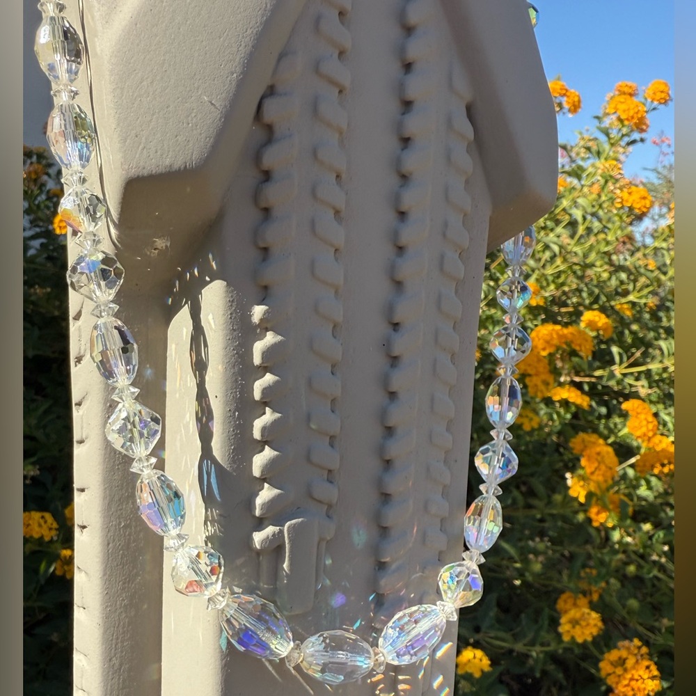 Aurora borealis crystal vintage necklace-estate find